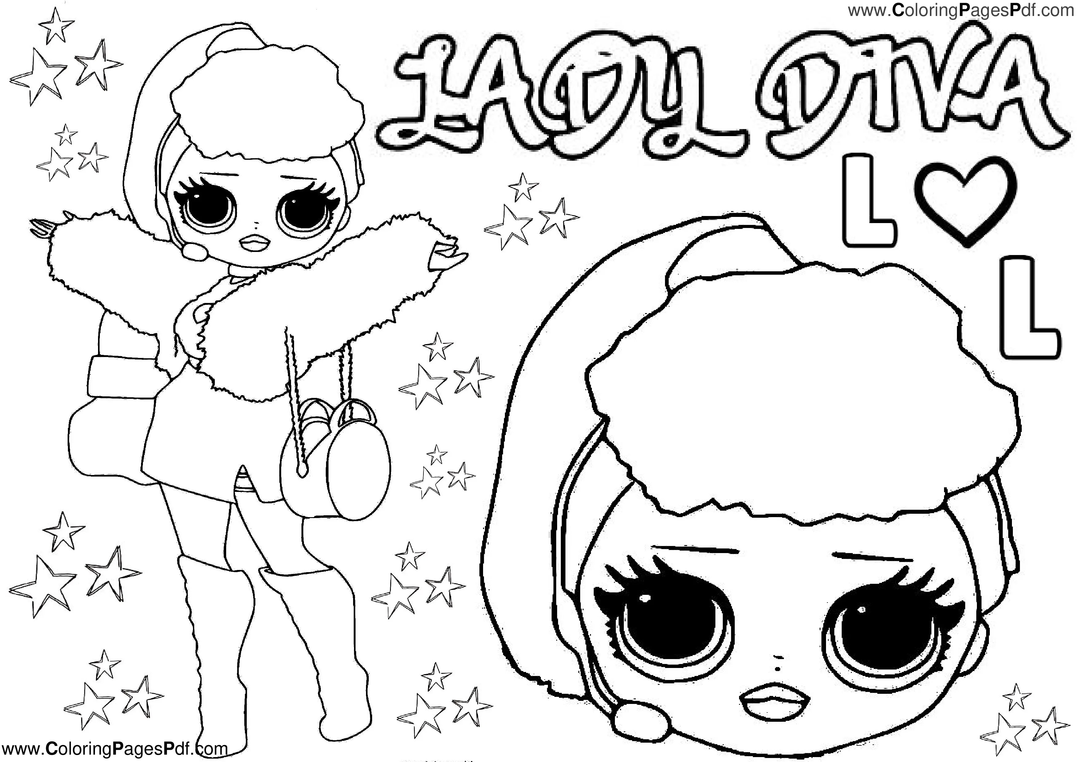 Lol omg lady diva coloring pages