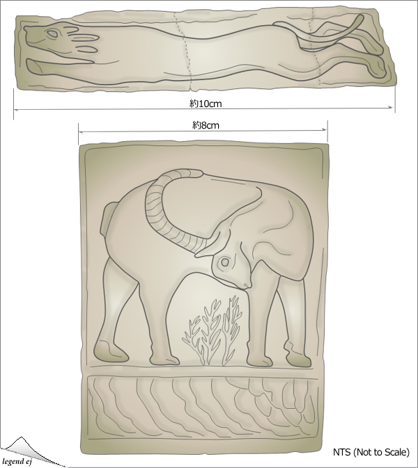 ミノア文明・アルカネス遺跡・象牙製・「ライオン疾走」・「野生ヤギ」 Minoan Ivory, Lion Flying Gallop and Wild Goat, Archanes／©legend ej