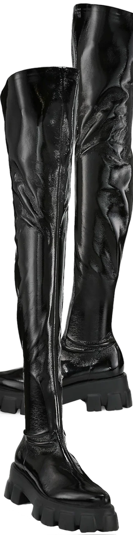 Prada Naplak BLACK Thigh-High Boots