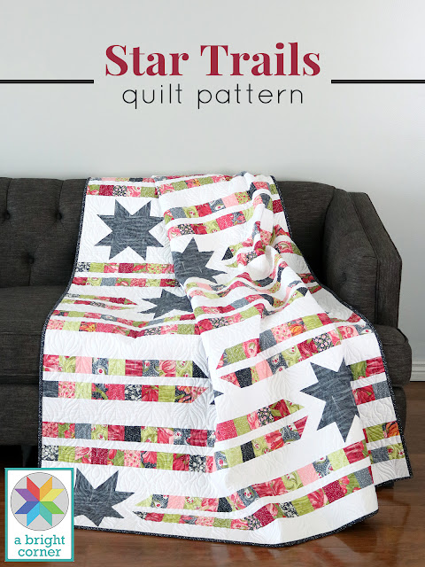 Star Trails quilt pattern by Andy Knowlton of A Bright Corner - Jelly Roll or fat quarter pattern in two sizes