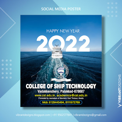 social media poster design, new year social media poster, ship college poster, social media design thrissur, graphic designer thrissur, graphic designer palakkad, vibrantdezigns
