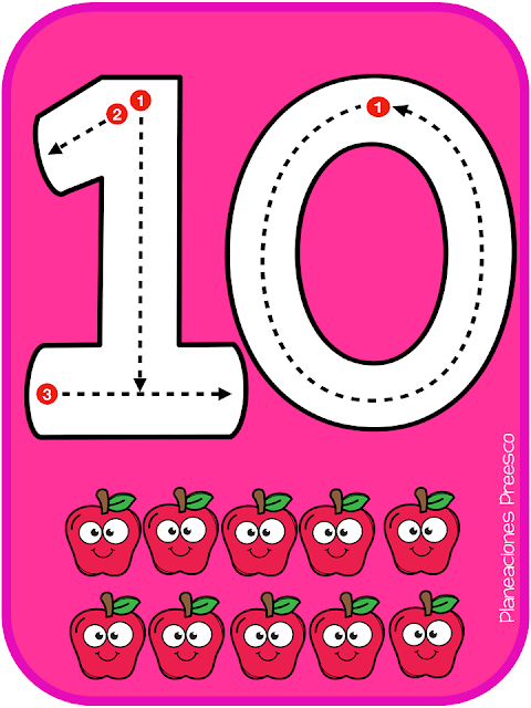 Tarjetas de conteo para practicar trazos de números y aprender a contar