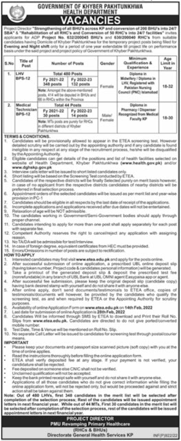 Health Department KPK Jobs 2022 ETEA Application Form Online | etea.edu.pk