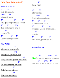 VIM PARA ADORAR-TE, ADORAÇÃO E ADORADORES, CIFRA, GRAUS, LETRA