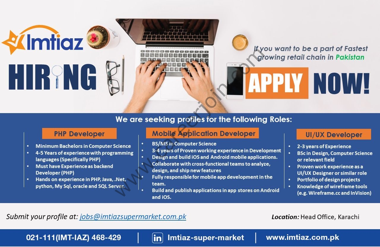 Imtiaz Super Market Jobs November 2021