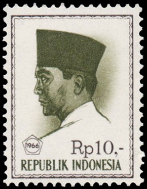 Indonesian Postage Stamp I-91 President Sukarno 10 rupiah 1966