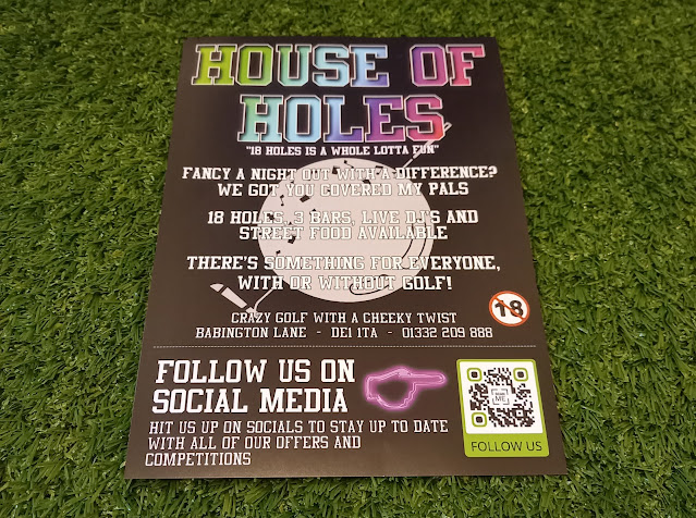 A flyer for House of Holes Crazy Golf in Derby