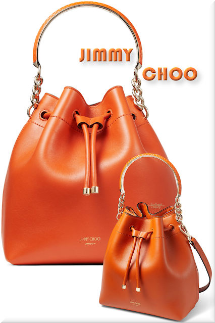 Jimmy Choo Bon Bon amber orange calf leather bucket bag #jimmychoo #bags #orange #brilliantluxury