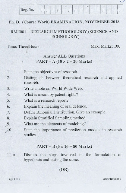 research methodology question paper for phd course work pdf