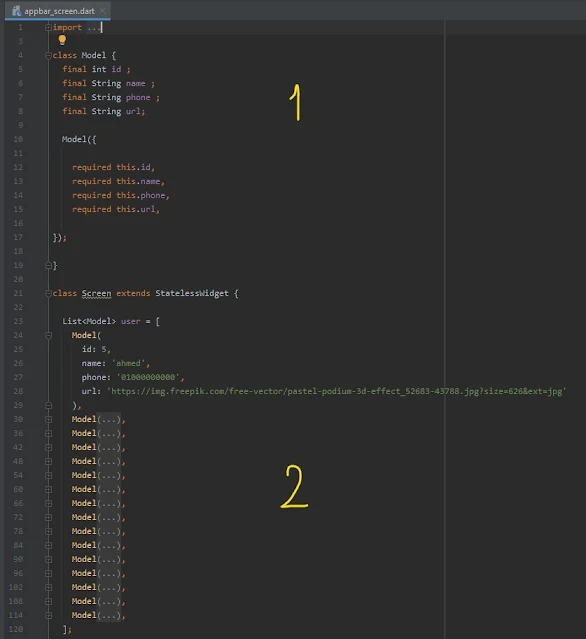 عمل class يحتوي على البيانات التي نريد تمريرها وعمل لها Constructor