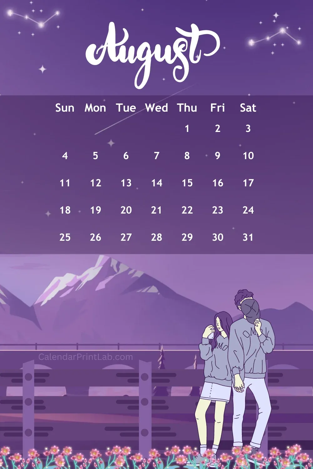 August 2024 Calendar iPhone Wallpaper