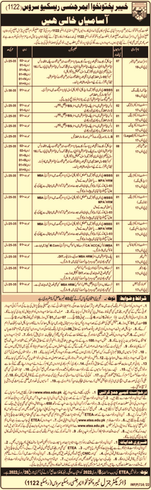 Rescue 1122 jobs 2022||  jobs in chitral upper ||, battagram, upper Kohistan, Tank, kolai palas, Torghar || 1122 emergency jobs 2022