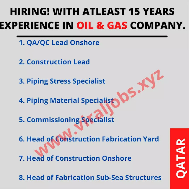 HIRING! WITH ATLEAST 15 YEARS EXPERIENCE IN OIL & GAS COMPANY