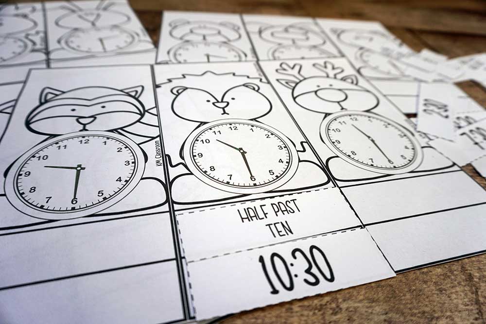 Telling Time to the Half Hour Cut and Paste Activity