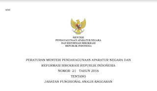 Download Permenpan RB 21 tahun 2016 Tentang Jabatan Fungsional Analis Anggaran