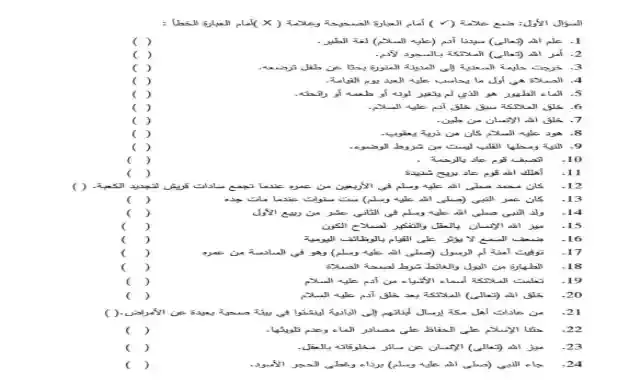 امتحانات الوزارة الرسمية فى التربية الدينية الاسلامية بالاجابات لامتحان ديسمبر للصف الرابع الابتدائى 2021 / 2022