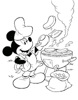 Mickey Mouse cooks coloring page