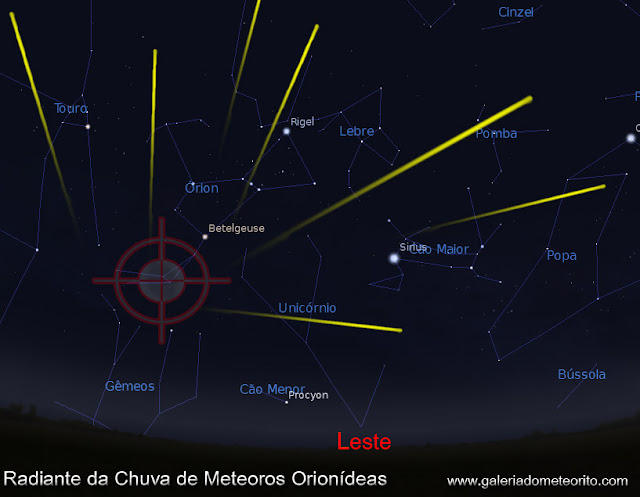 radiante da chuva da chuva de meteoros Orionidas 2022