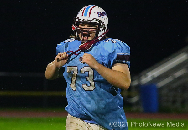 Spartan Spencer Fitch runs to join teammates