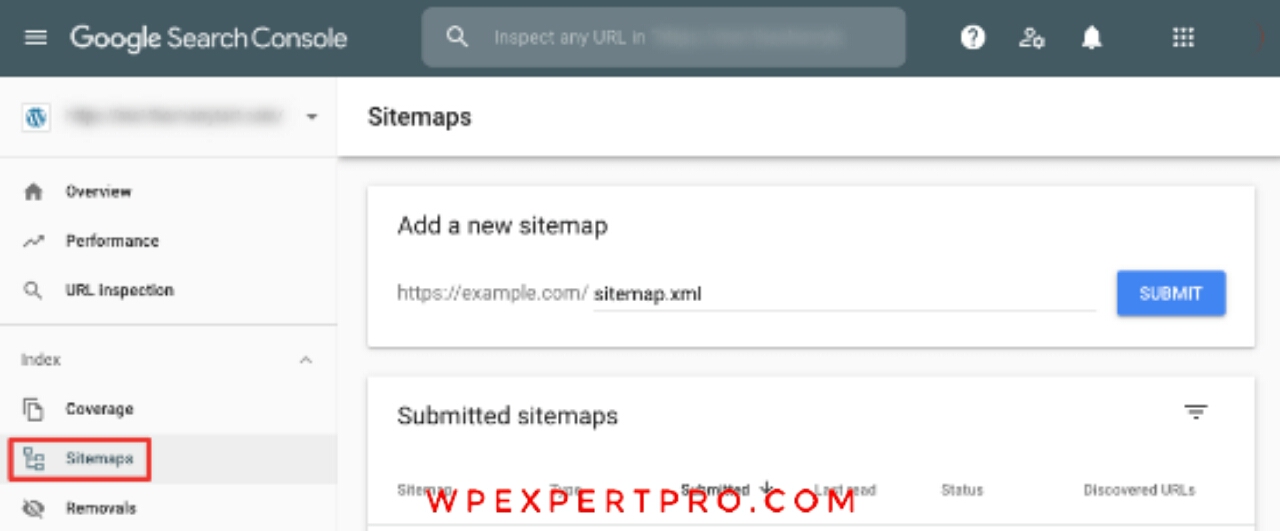 Add Sitemap in google search console