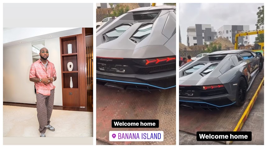 Welcome Home- Davido says as he finally imports his Lamborghini Aventdor from US to Nigeria (Video)