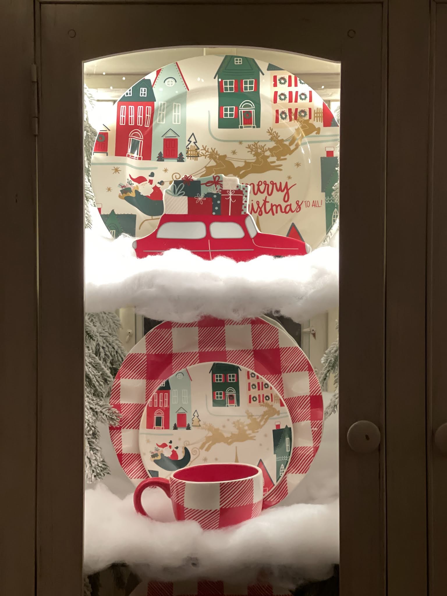 Christmas China Cabinet Decorating with Coton Colors by Shaw Avenue