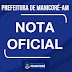 Nota Oficial da Prefeitura Municipal de Manicoré-Am