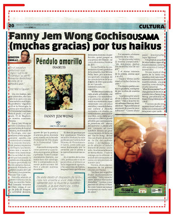 FANNY JEM WONG GOCHISOUSAMA (MUCHAS GRACIAS ) POR TUS HAIKUS  POR WINSTON ORRILLO