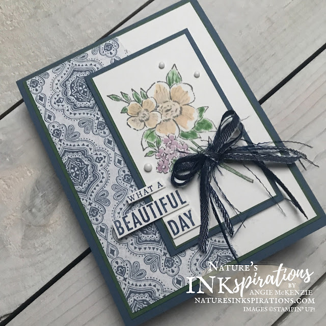 SNEAK PEEK of the Blessings of Home Stamp Set with fancy Denim Ribbon bow - Heart and Home Suite Collection, Jan-Jun 2022 Mini Catalog | Nature's INKspirations by Angie McKenzie