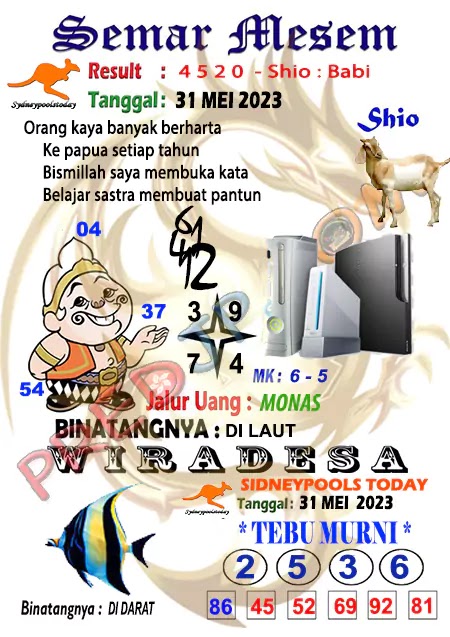 Prediksi Semar Mesem SDY Hari Ini JP 31 Mei 2023