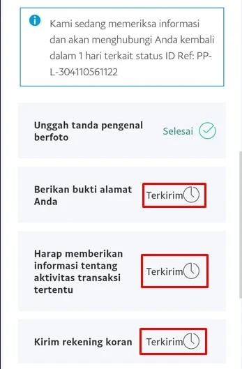 Status penyelesaian masalah