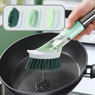 Kitchen Silicone Dish Brush with Soap Dispenser