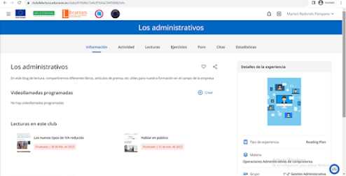 ¡Ya estamos aquí! El CLUB DE LECTURA “LOS ADMINISTRATIVOS”.