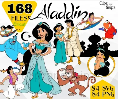 Aladdin Jasmine SVG PNG Clipart Layered files for Cricut cut print Silhouette