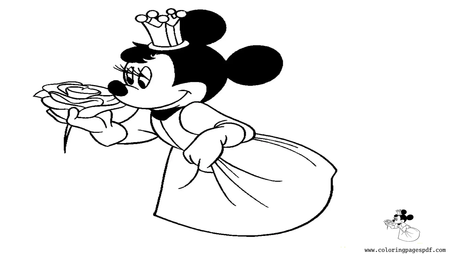 Coloring Pages Of Minnie Mouse Holding A Flower