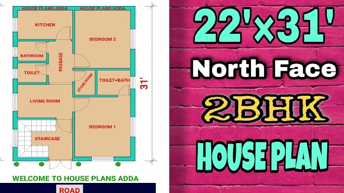 22 × 31 House Plan | North Face 2BHK House 22 by 31