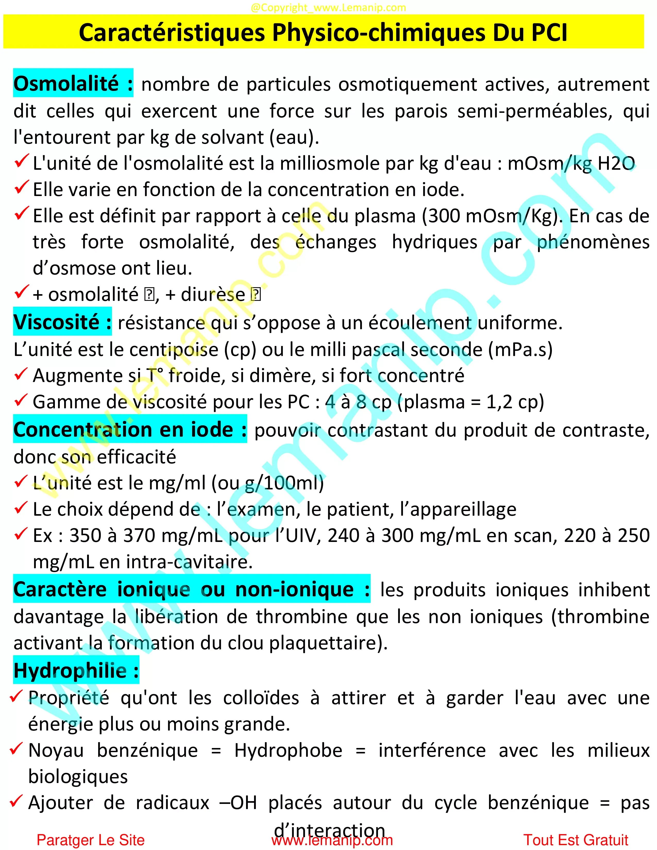 Caractéristiques Physico-chimiques Du PCI