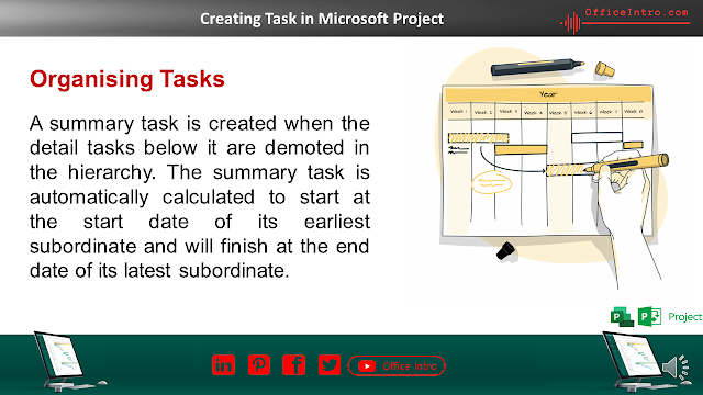 How to organize tasks in MS Project ?