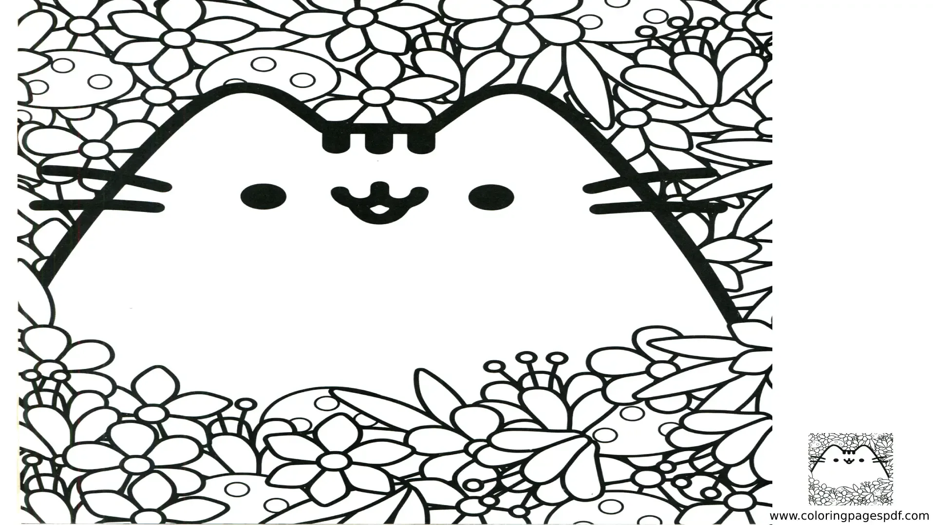 Coloring Pages Of Pusheen Surrounded By Flowers