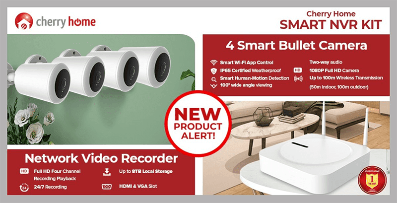 Cherry Home releases Smart NVR Kit with 4x Smart Bullet Cameras and a Network Video Recorder
