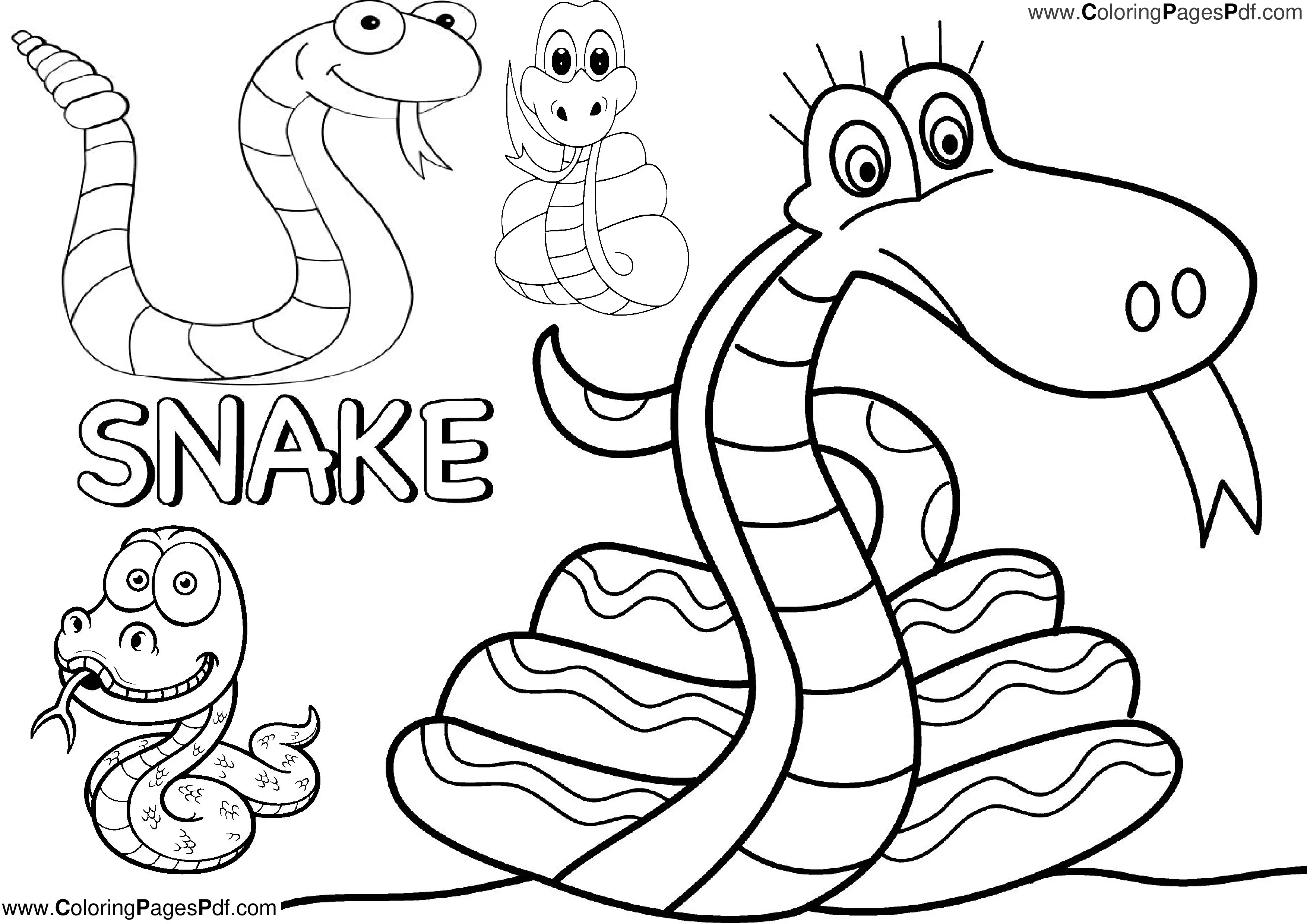 Snake colouring pages for kids