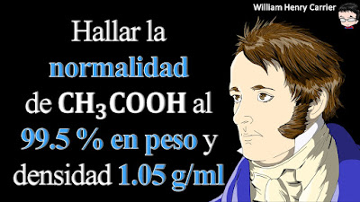Calcular la concentración normal de CH3COOH de densidad 1.05 g/ml al 99.5 % en peso