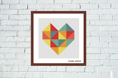 Summer color heart romantic easy cross stitch pattern