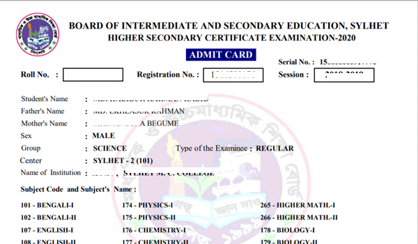 HSC Admit Card Download 2021