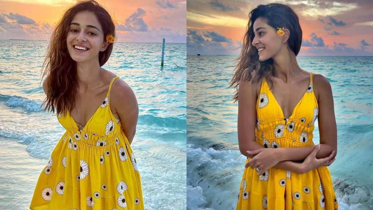 Actors Gossips: Ananya Panday pacifying Maldives prints From hot deep neck gutless dress to saxy orange bikini look