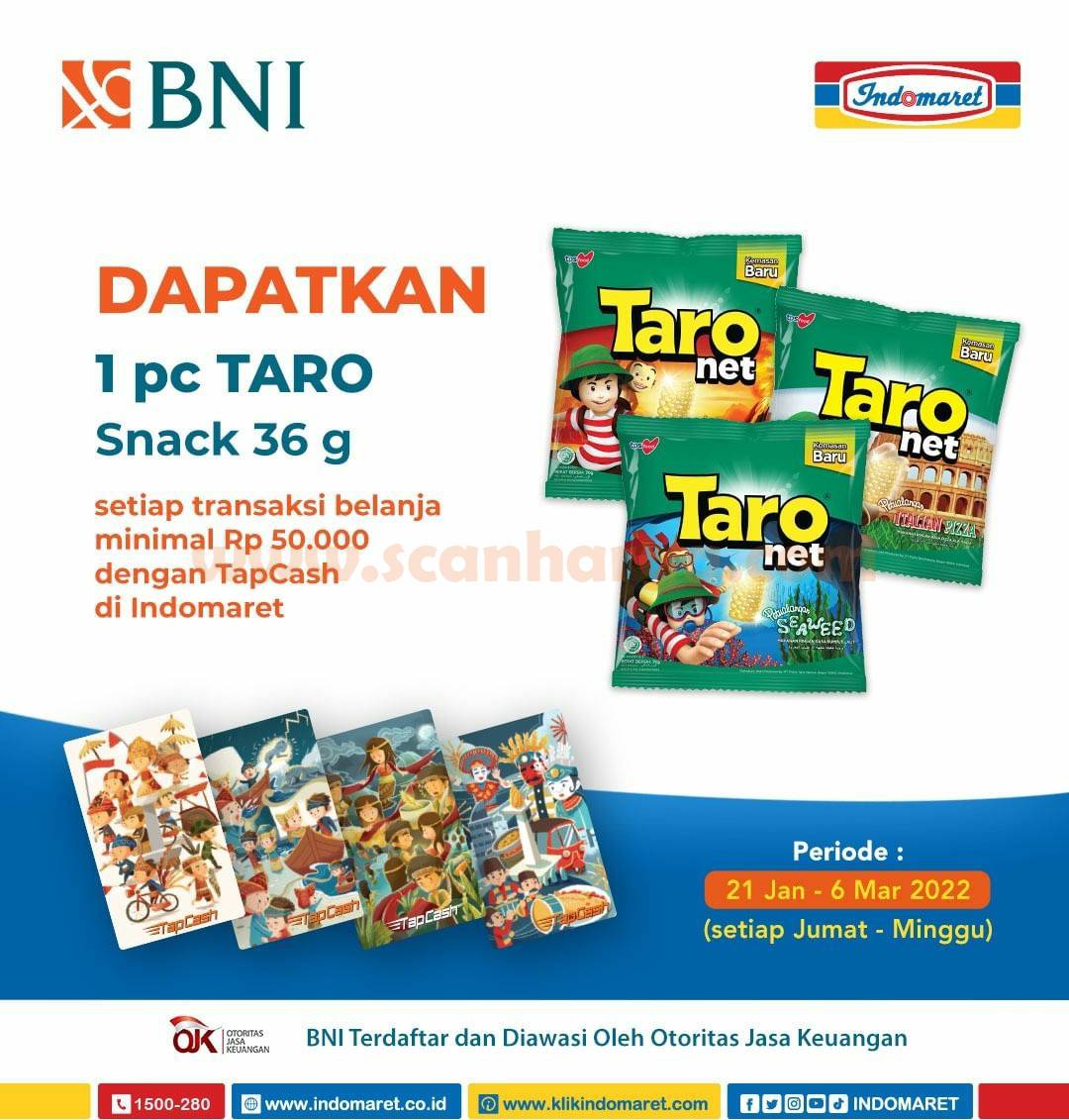 Promo INDOMARET Gratis Taro Snack dengan TapCash BNI