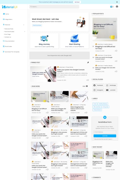Blogger Template Material UI