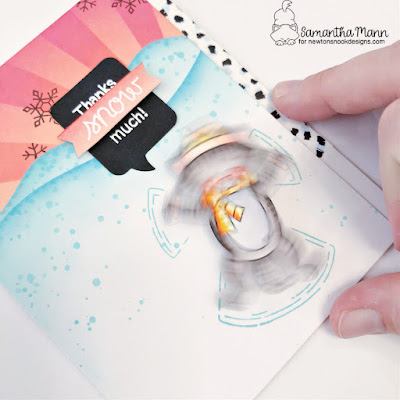 Thanks Snow Much Card by Samantha Mann for Newton's Nook Designs, Interactive, Action Wobbler, Card Making, Distress Inks, Ink Blending #newtonsnookdesigns #newtonsnook #distressinks #snowangel #actionwobbler #interactivecard