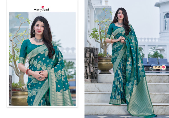 Green color malashree silk woven zari work saree