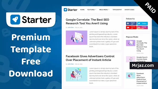 Starter Premium Blogger Template Free Download • Starter v1.7.0 Seo Ready Blogger Template